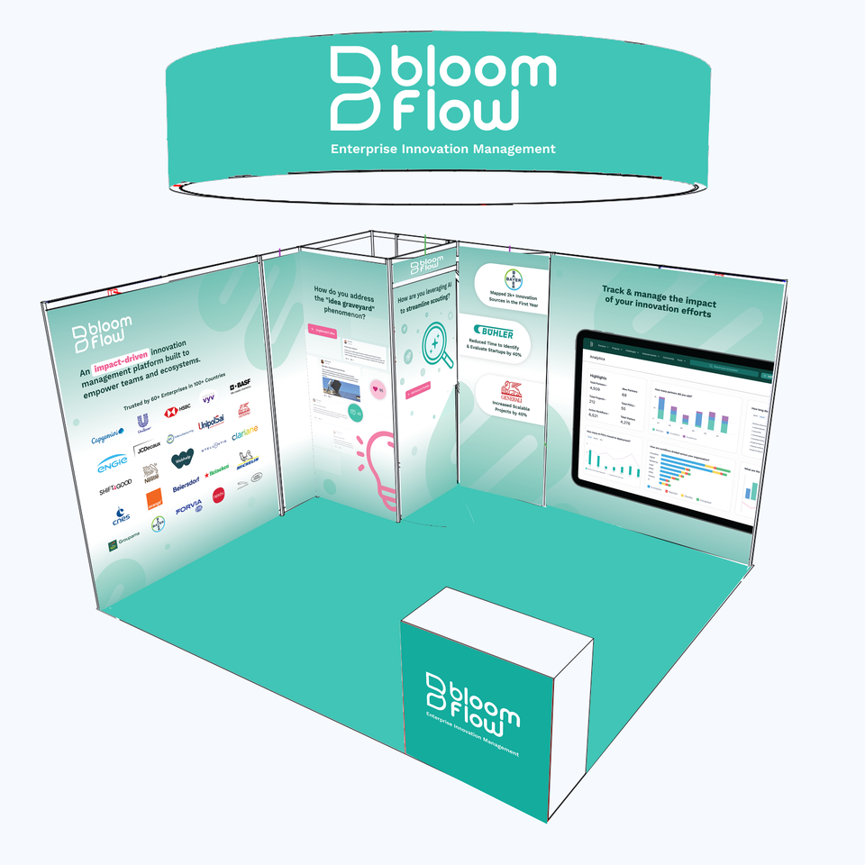 3D mockup of the Bloomflow booth design for VivaTech