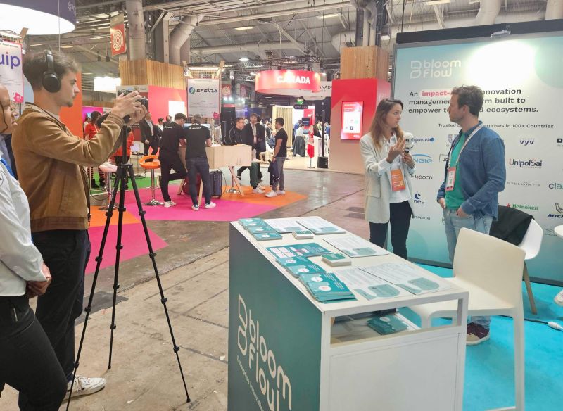 Live interview being filmed at the Bloomflow VivaTech booth