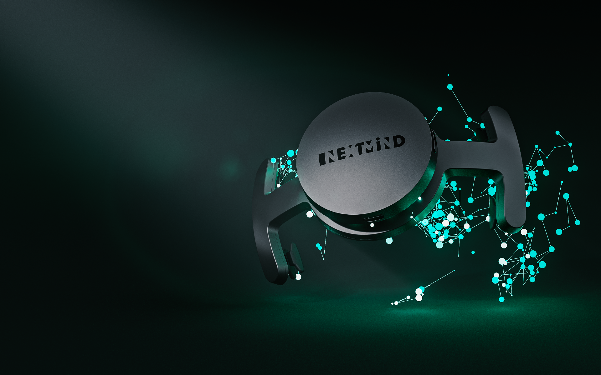 NextMind brain-computer interface device with a neural network visualisation