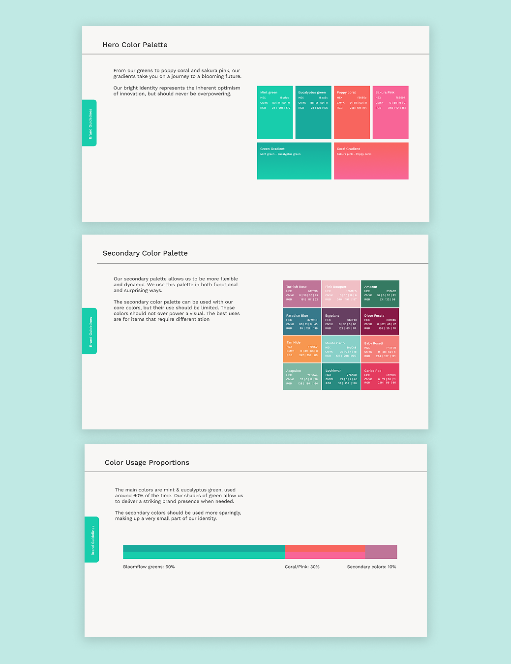 Brand Heartbeat color palette and usage proportions